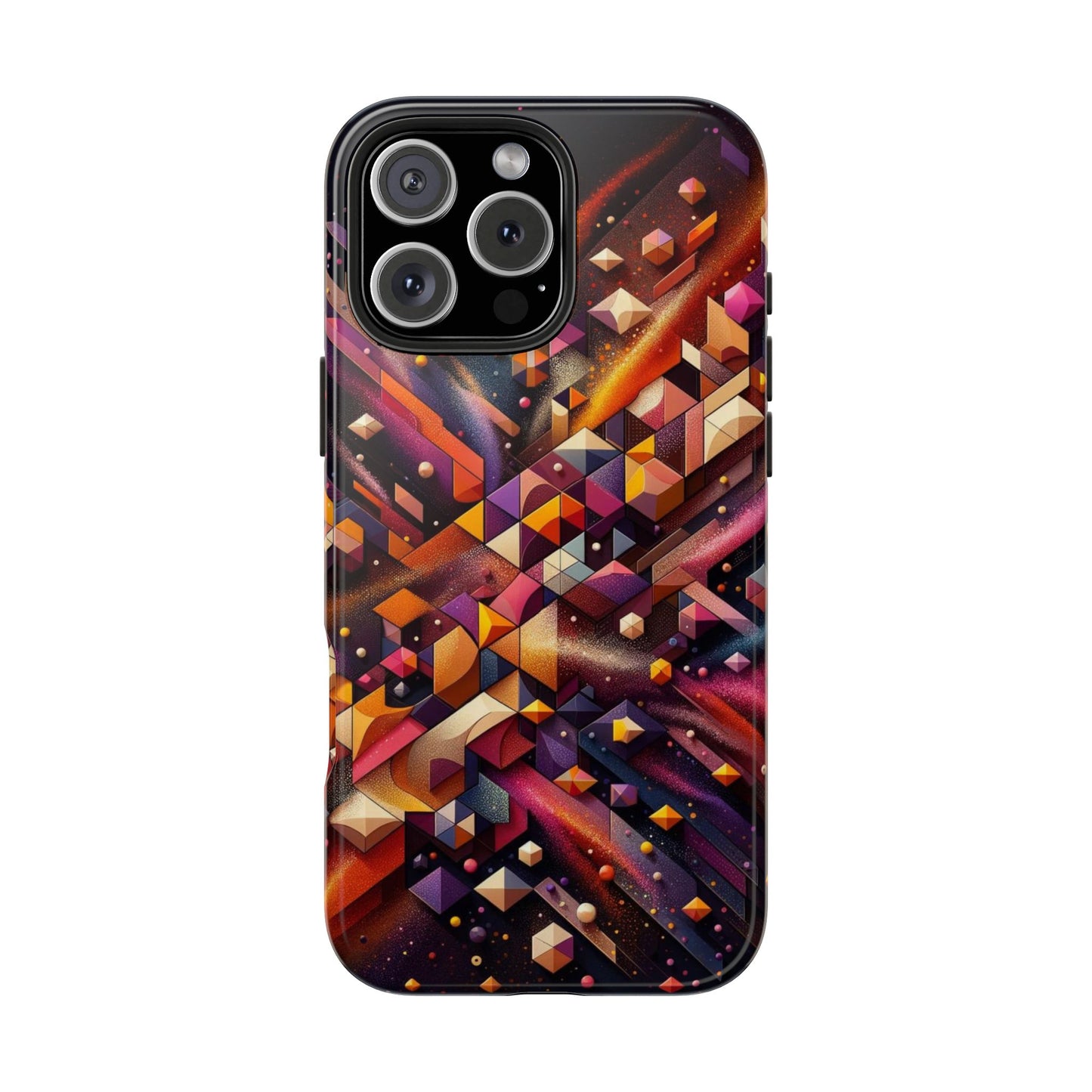 Geometric Galaxy iPhone Case - Abstract Cosmic Protective Cover - Retro Gamer