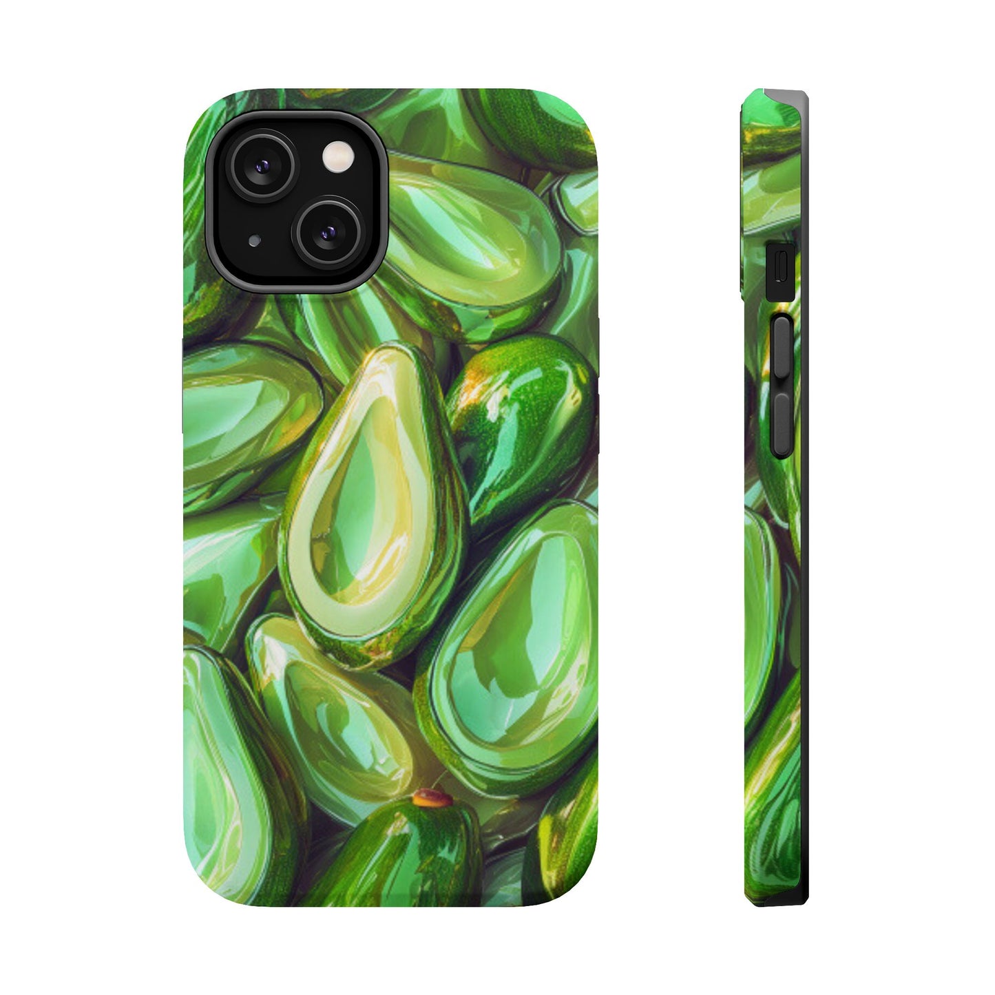 Glossy Avocado MagSafe iPhone Case – Sleek Green 3D Fruit Design, Durable and Stylish