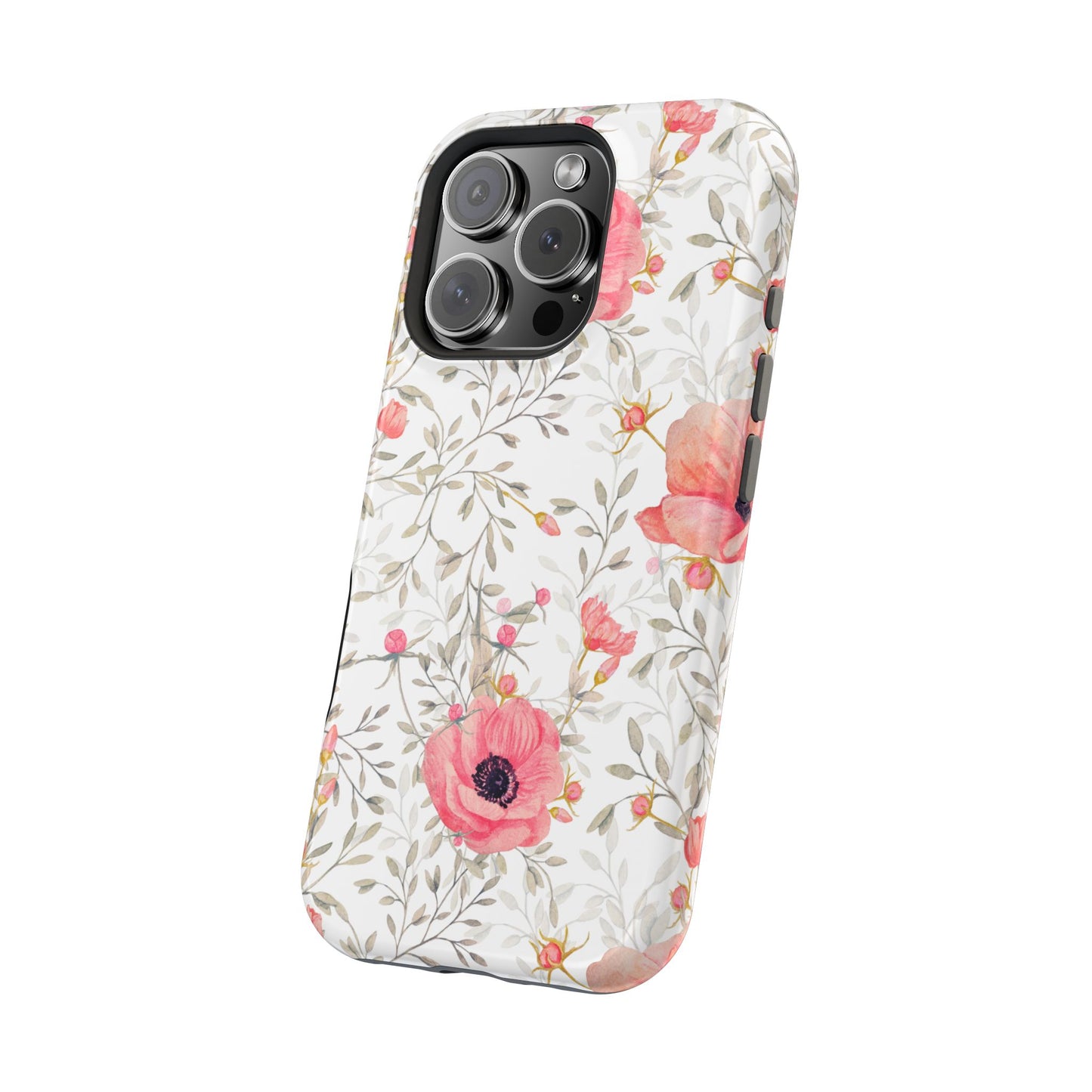 Pink Floral Watercolor MagSafe iPhone Case – Elegant Blossom Design with Magnetic Compatibility