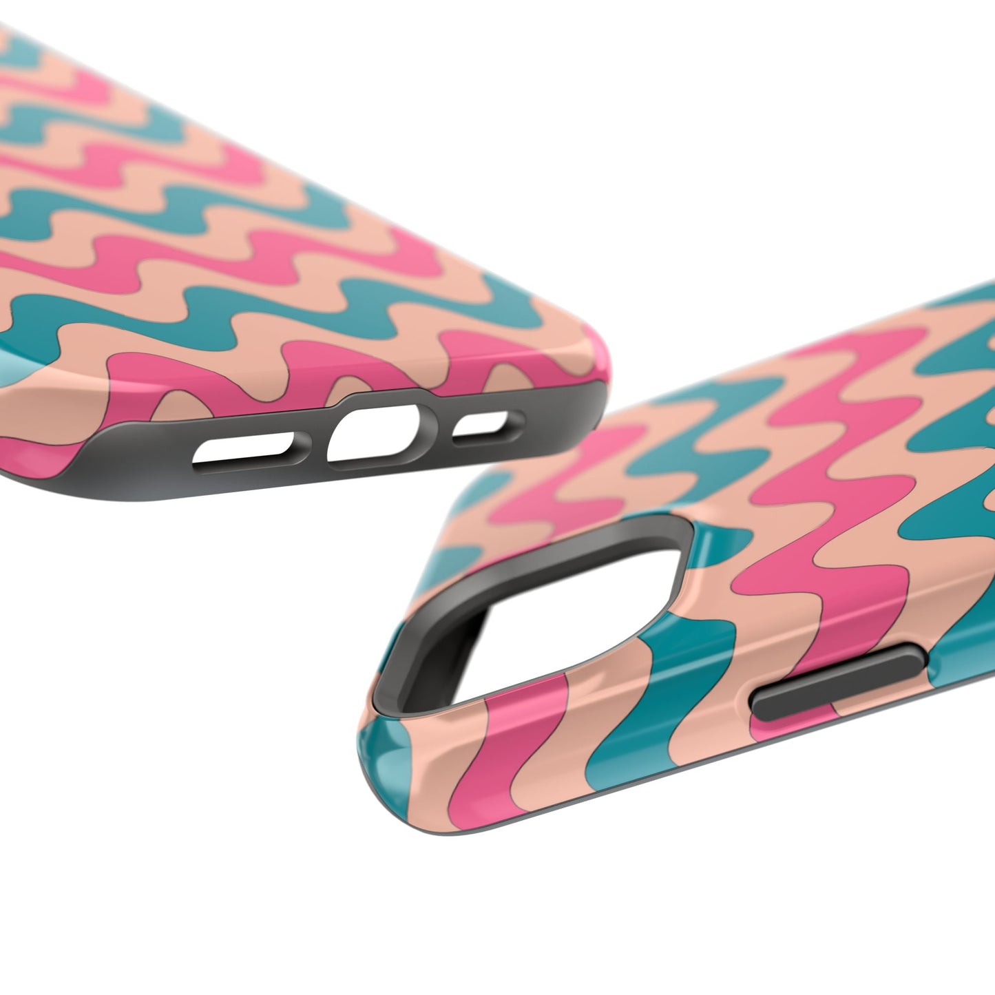 Retro Waves Pattern MagSafe iPhone Case – Shockproof Design with Dual-Layer Protection