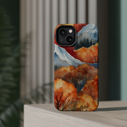 Autumn Mountain Forest Watercolor - MagSafe iPhone Case