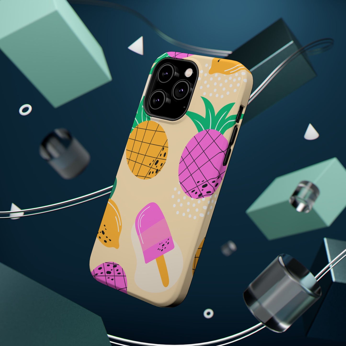 Tropical Pop MagSafe iPhone Case – Fun Pineapple & Lemon Design with Vibrant Summery Colors