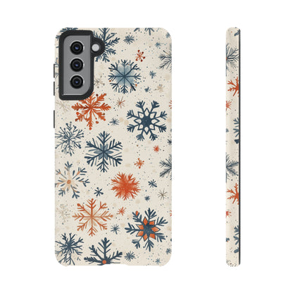 Rustic Orange and Blue Snowflake Pattern – Samsung Galaxy Series Case