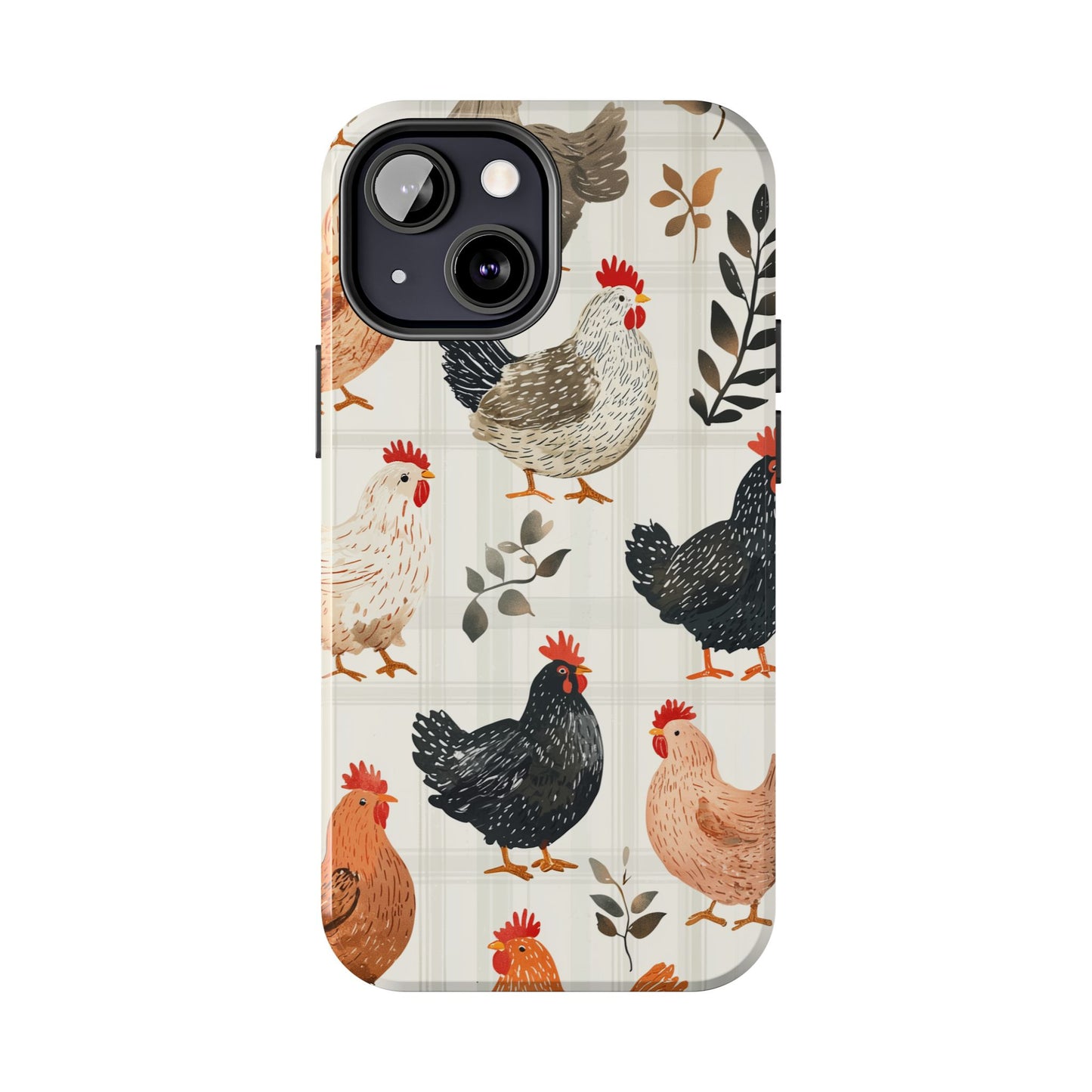 iPhone Case: Vintage Chicken & Leaves – Farmhouse Style Case