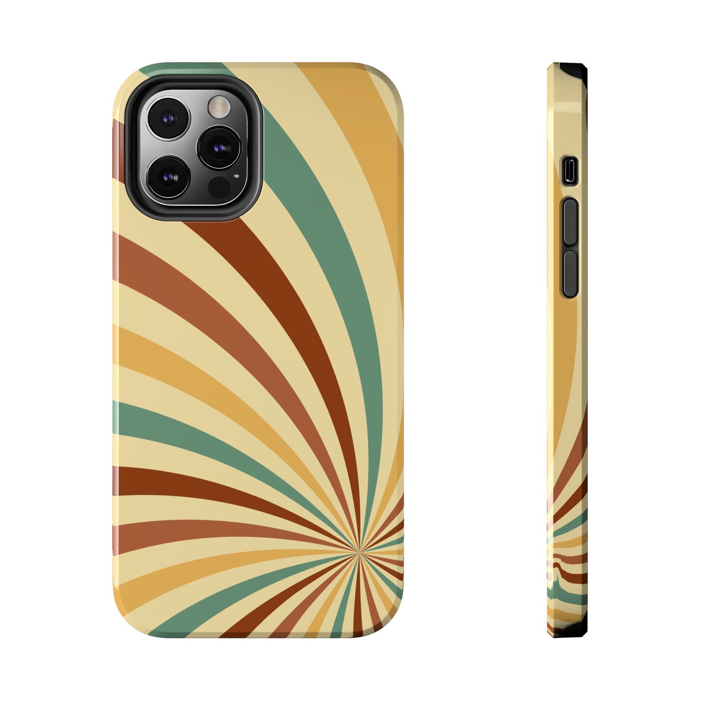Earthy Retro Swirl iPhone Case – Dual-Layer Protection with 70s-Inspired Earth Tones