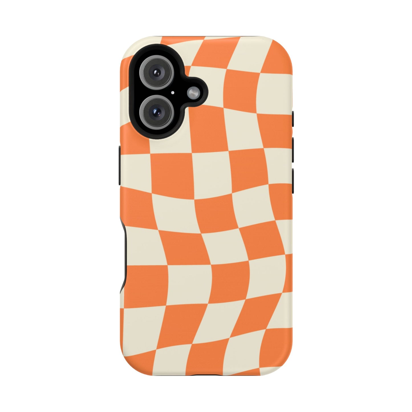 Wavy Retro Checkerboard MagSafe iPhone Case – Shockproof, Matte Finish, Dual-Layer Protection