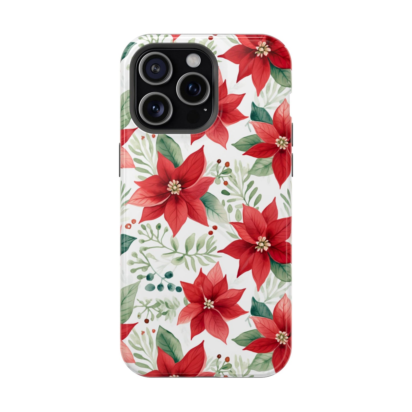 Festive Poinsettia Holiday Pattern – MagSafe iPhone Series Case