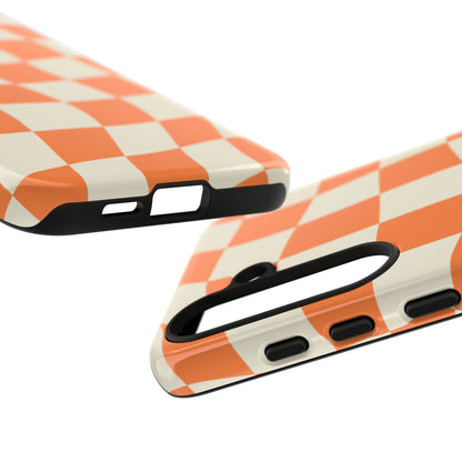 Wavy Retro Checkerboard Samsung Galaxy Case – Shockproof, Matte Finish, Dual-Layer Protection