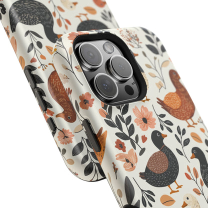 MagSafe iPhone Case: Vintage Duck – Floral & Leaf Design