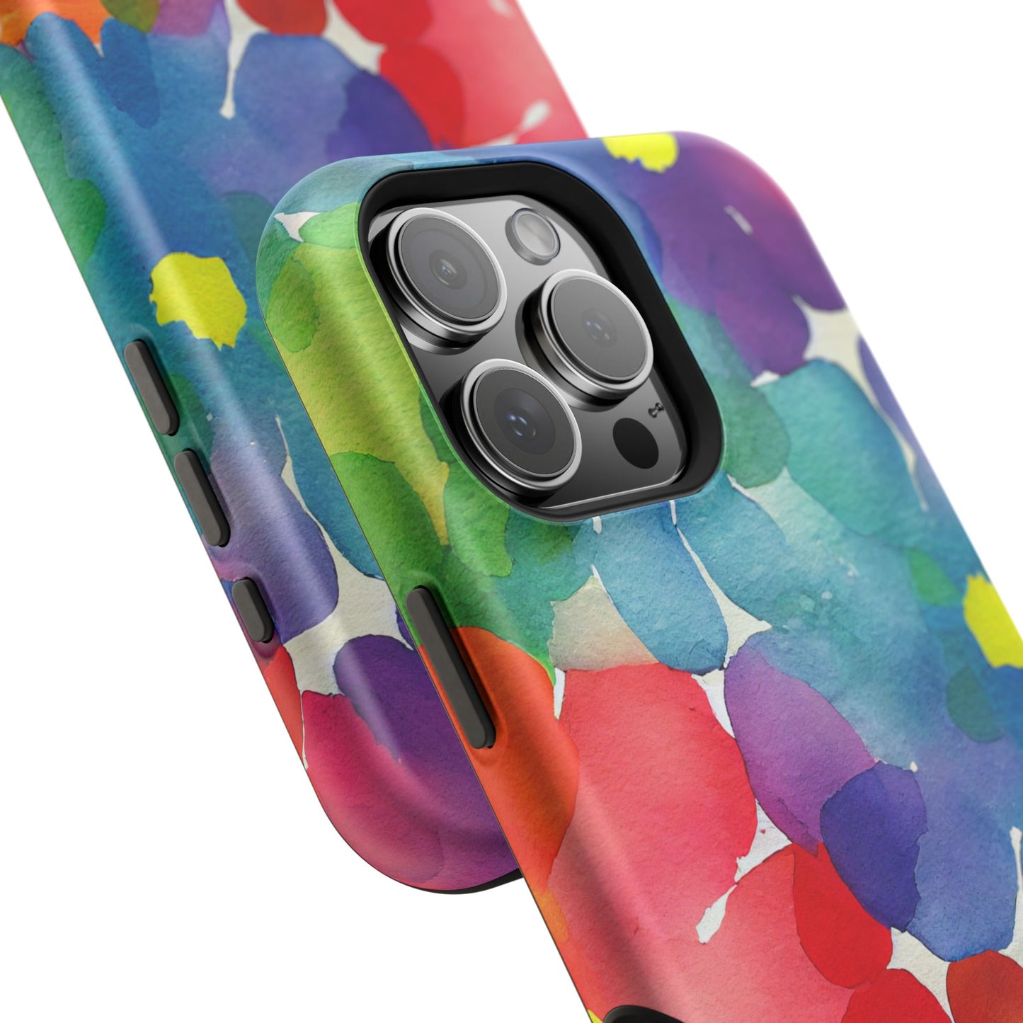 Rainbow Bloom Watercolor MagSafe iPhone Case – Slim Design, Glossy Finish