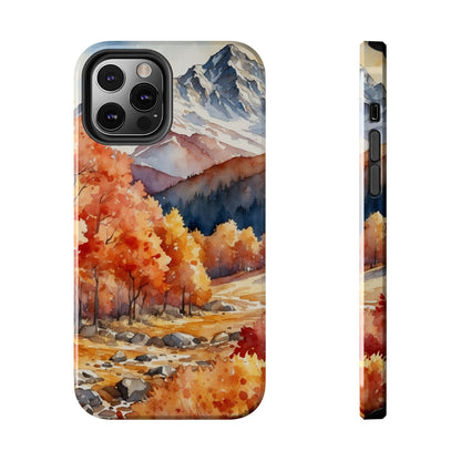 Watercolor Autumn Forest and Mountains - iPhone Case