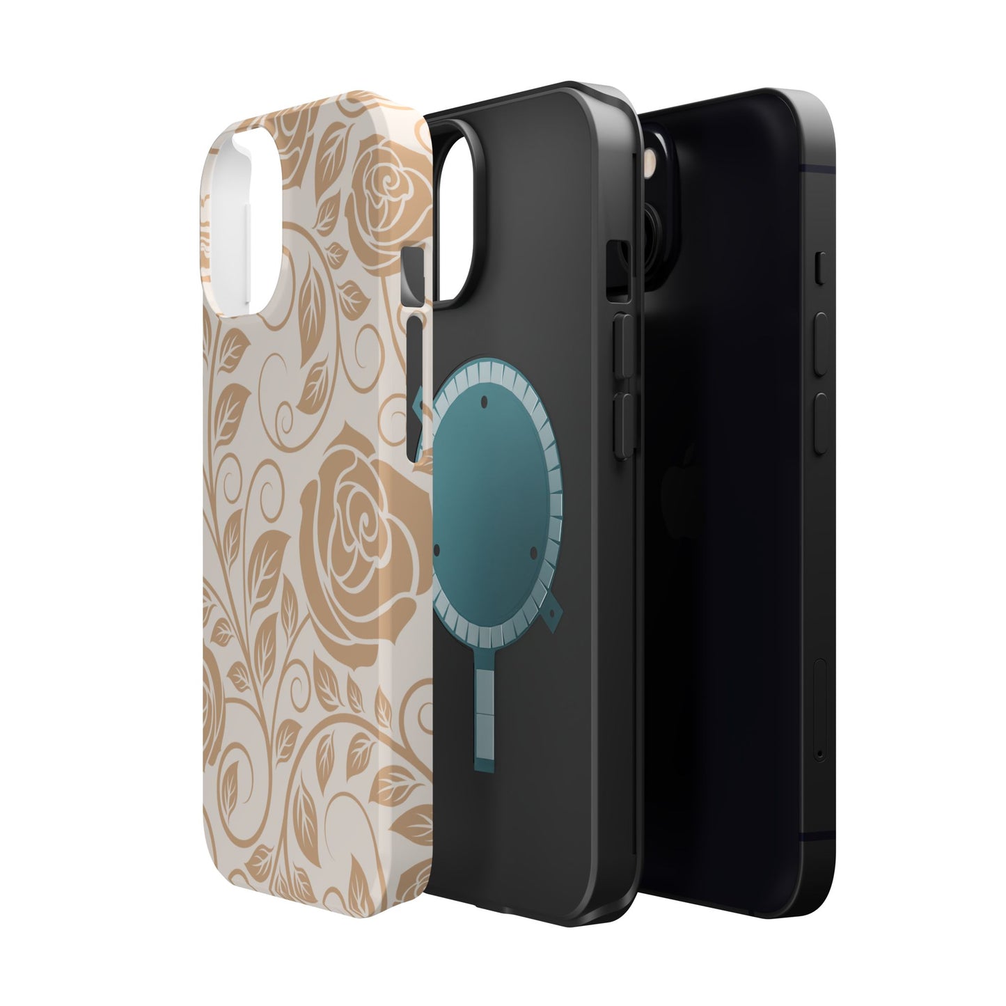 Vintage Rose Vine Tough MagSafe iPhone Case – Elegant Floral Pattern with Dual-Layer Protection