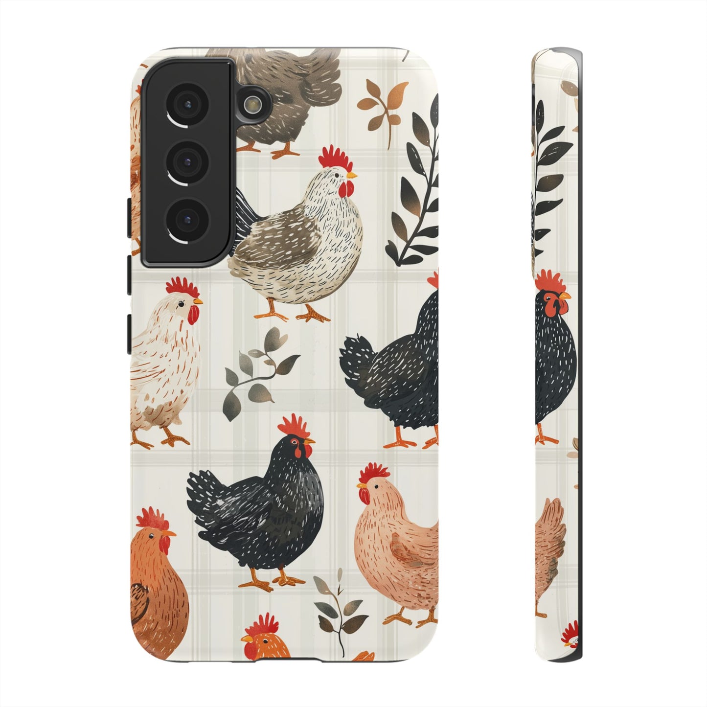 Samsung Galaxy Case: Vintage Chicken & Leaves – Farmhouse Style Case