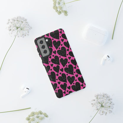 Pink Glitter Hearts Samsung Galaxy Case