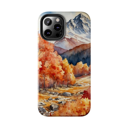 Watercolor Autumn Forest and Mountains - iPhone Case