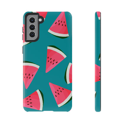 Watermelon Bliss Samsung Galaxy Case – Vibrant Summer Fruit Design on Teal Background