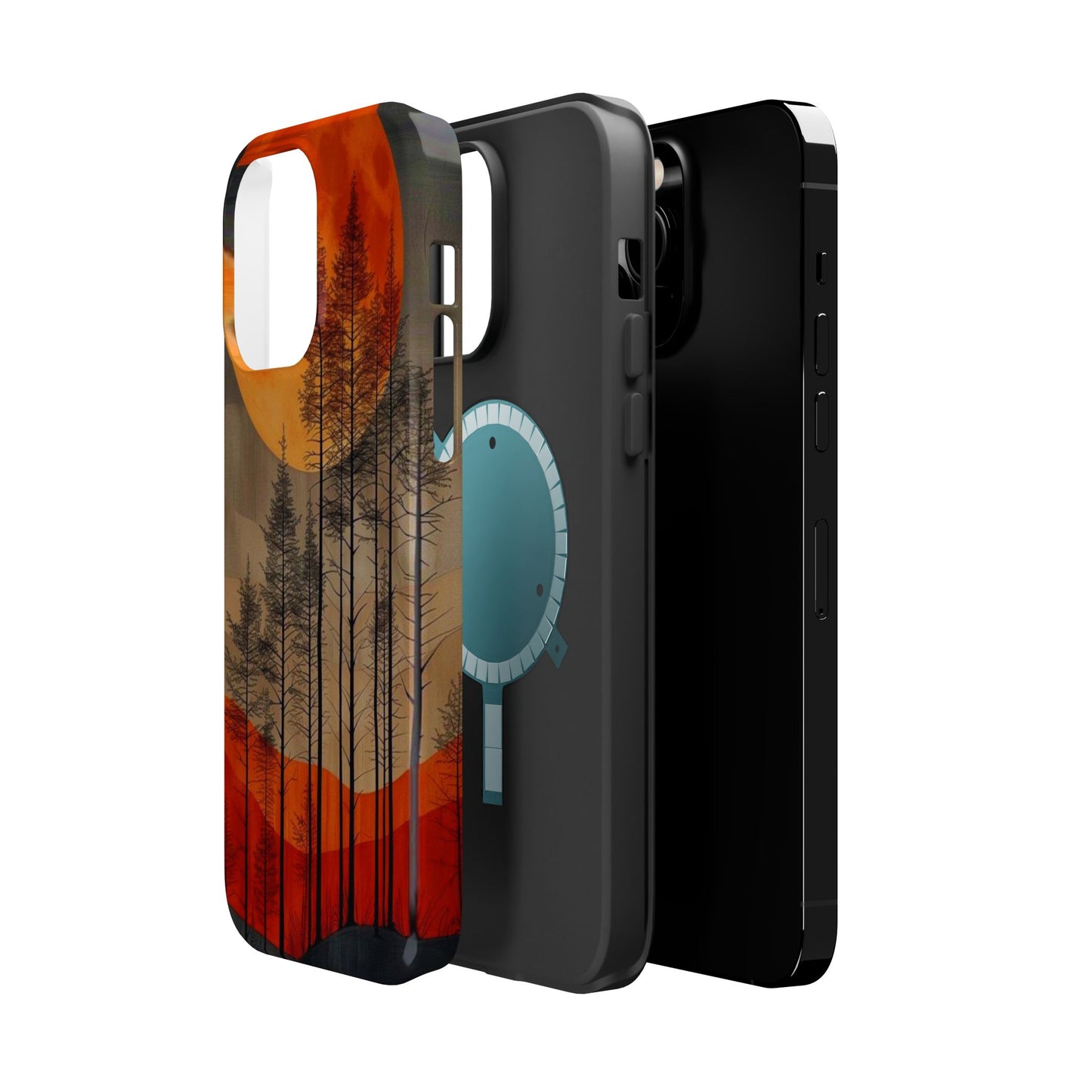 Moody Forest Moonrise MagSafe iPhone Case – Dark Landscape Design, Dual-Layer Protection