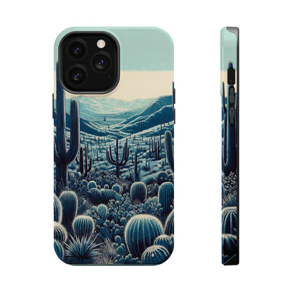 Desert Blues MagSafe Case - Serene Cactus Landscape for iPhone Series 13, 14, & 15