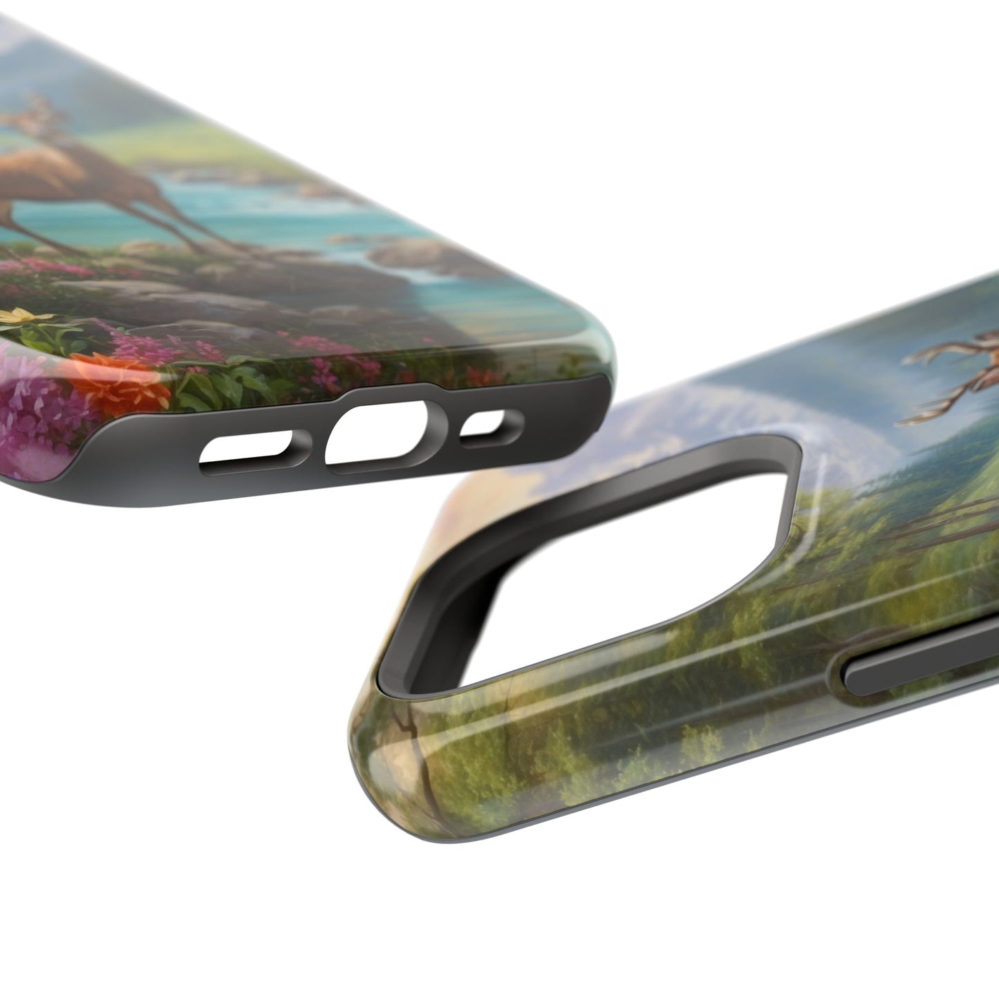 Alpine Serenity – Stag in Mountain Bliss MagSafe iPhone Cases