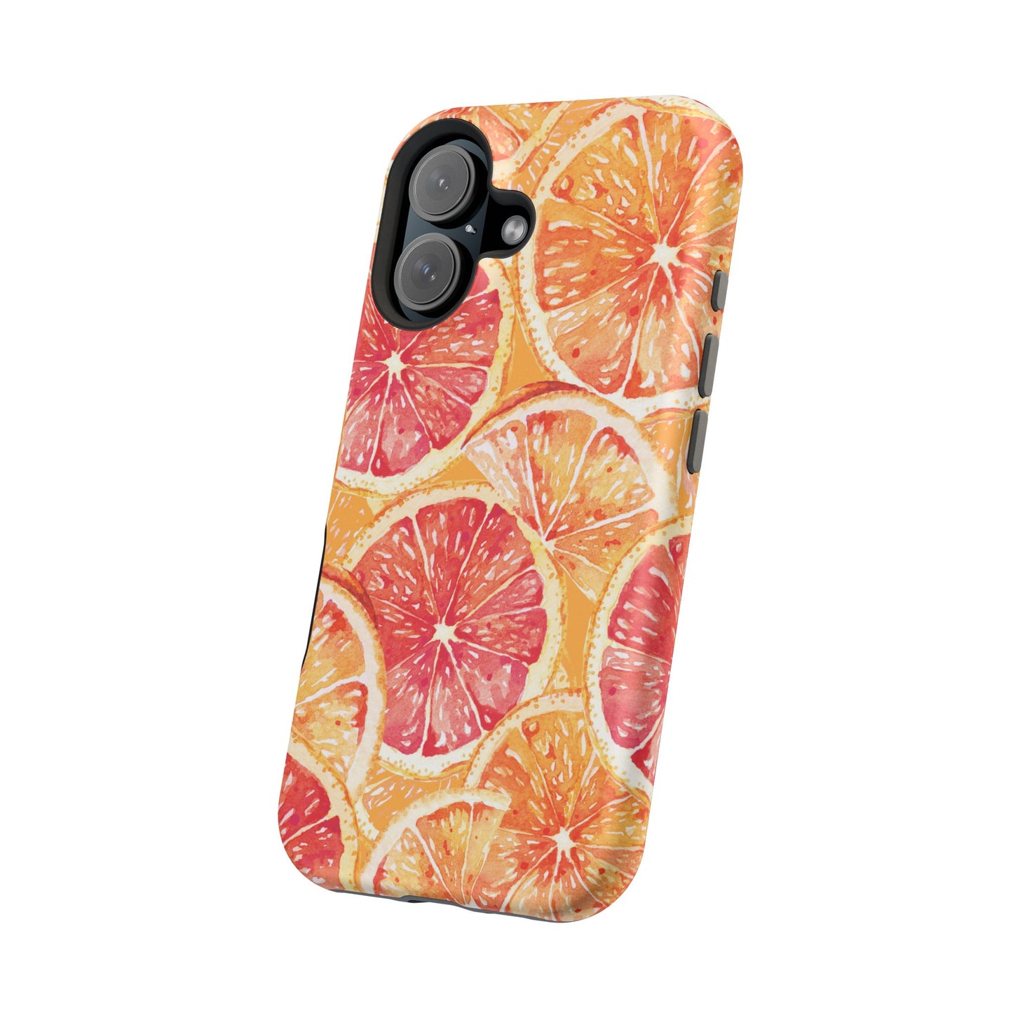 Watercolor Citrus Splash Tough MagSafe iPhone Case – Vibrant Fruit Print, Shock-Resistant Design