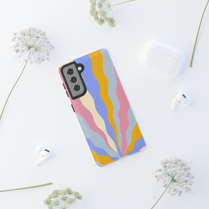 Pastel Radiance Samsung Galaxy Case – 70s-Inspired Dual-Layer Design with Wavy Sunburst Pattern