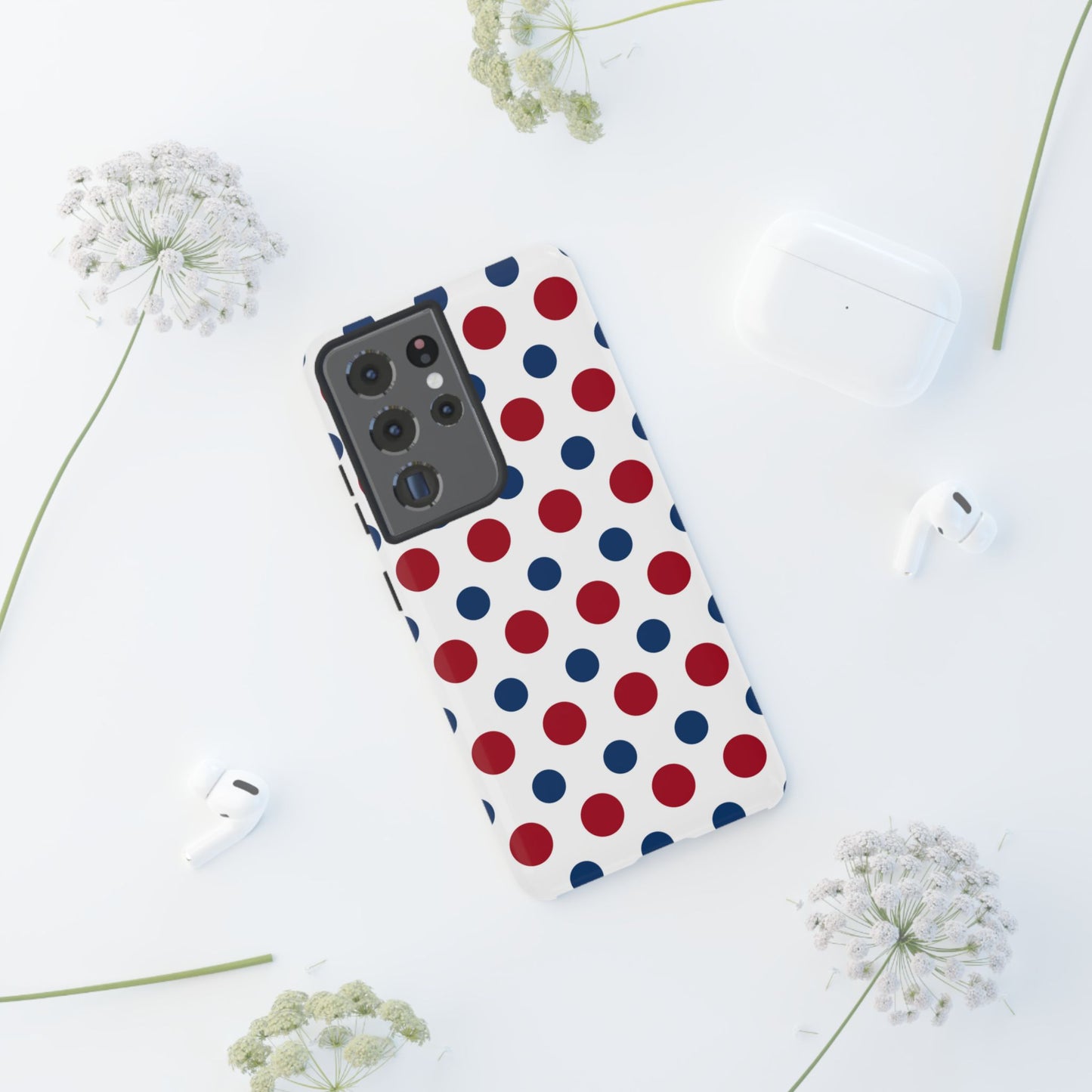 Patriotic Navy, White, and Red Polka Dot Samsung Galaxy Case