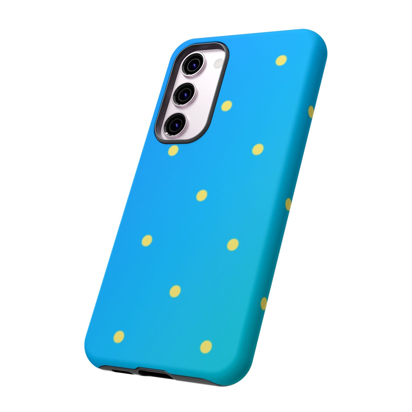 Blue Ocean Gradient Polka Dots Samsung Galaxy Case – Shockproof, Smooth Matte Finish, Dual-Layer Design