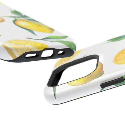 Lemon Grove Watercolor Tough MagSafe iPhone Case – Fresh Citrus Design, Dual-Layer Protection