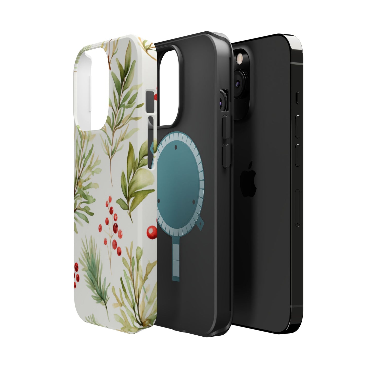 Winter Greenery & Berry Watercolor – MagSafe iPhone Series Case