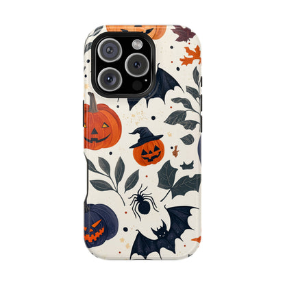 Spooky Halloween MagSafe iPhone Case – Pumpkins, Bats, and Spider Design