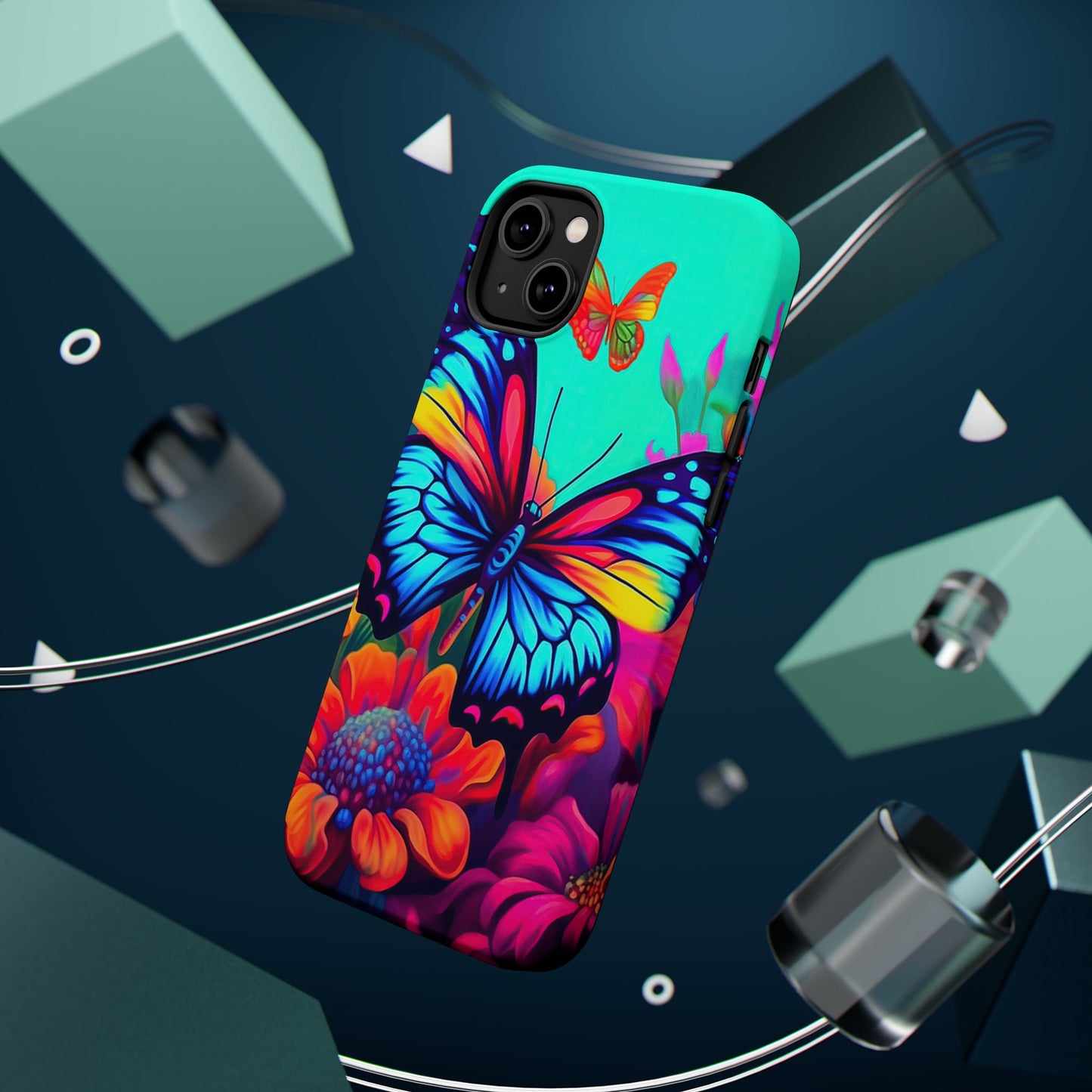 Vivid Butterfly & Floral Burst - MagSafe iPhone Case