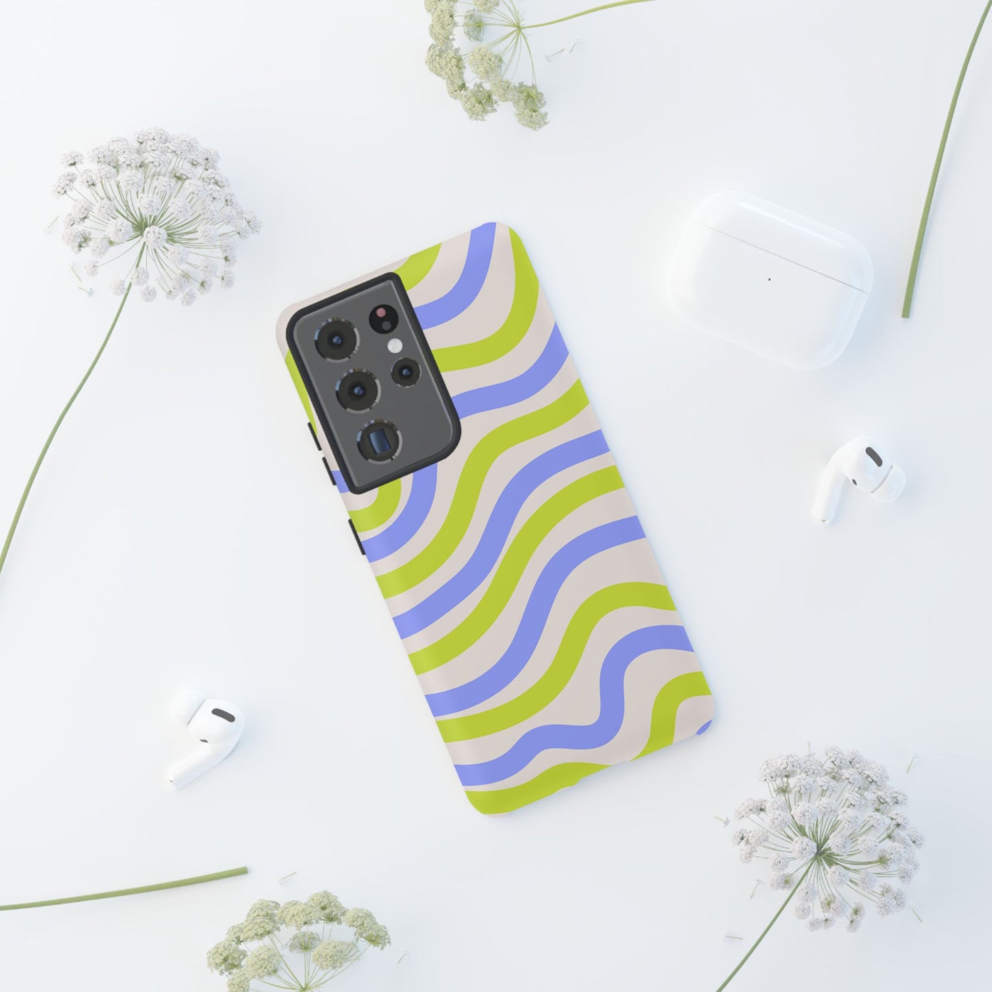 Neon Wave Samsung Galaxy Case – Bold Dual-Layer Protection with 70s-Inspired Vibe