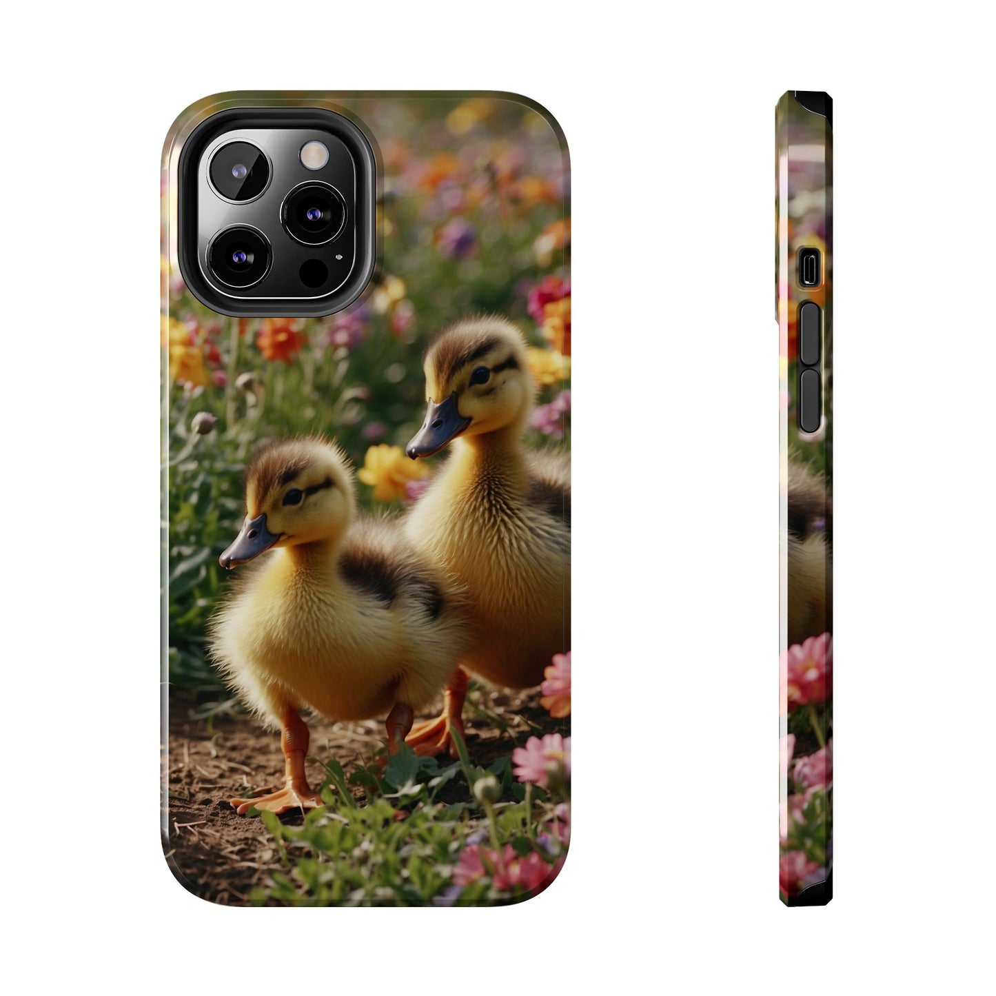 Charming Ducklings in Floral Garden - iPhone Case