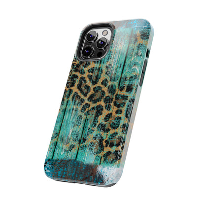 Turquoise Rustic Leopard Wood - iPhone Series Case