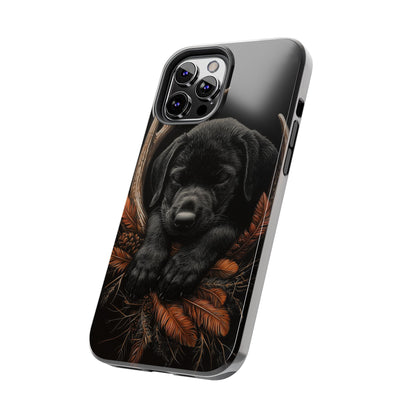 Charming Black Labrador Puppy on Feathers iPhone Case