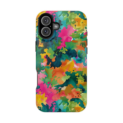 Vibrant Watercolor Splash MagSafe Case – Colorful Abstract Design with MagSafe Compatibility