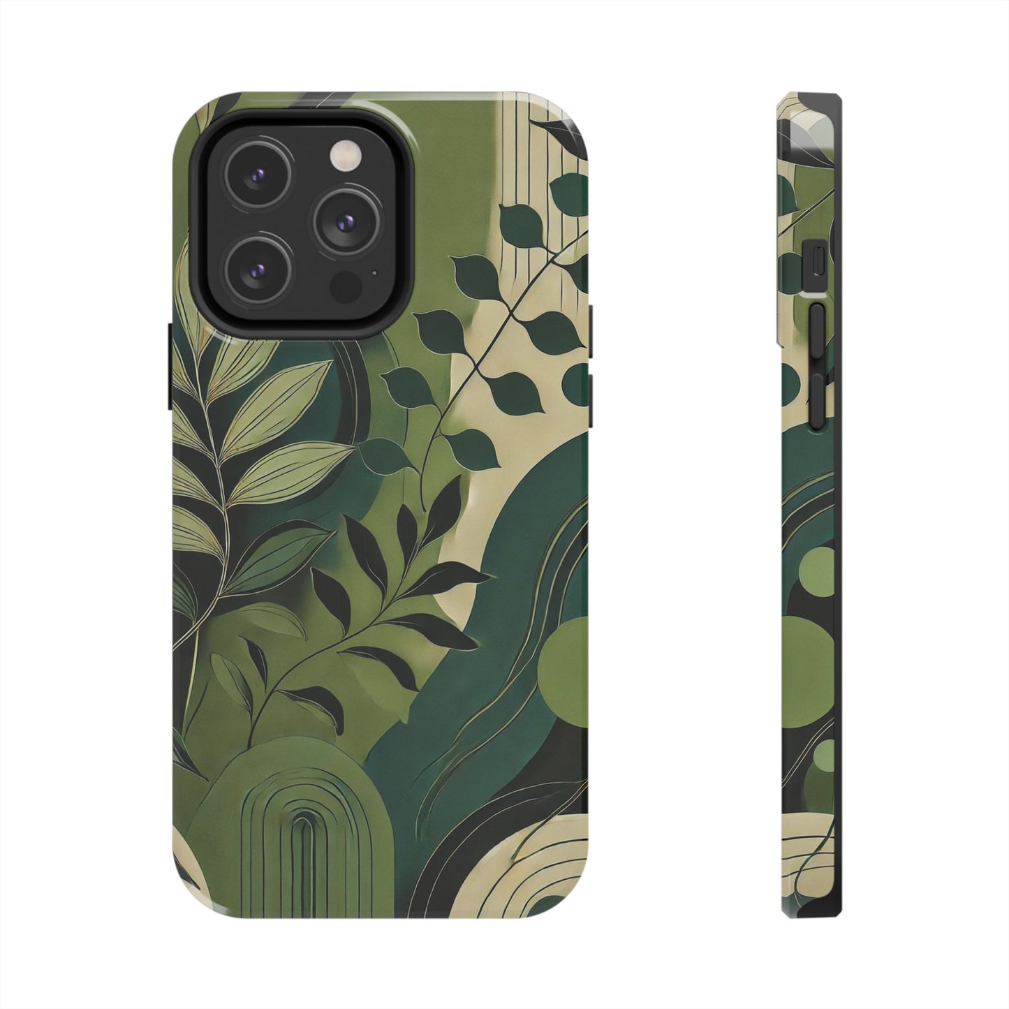 Abstract Green Leaves iPhone Case - Nature-Inspired Protective Cover