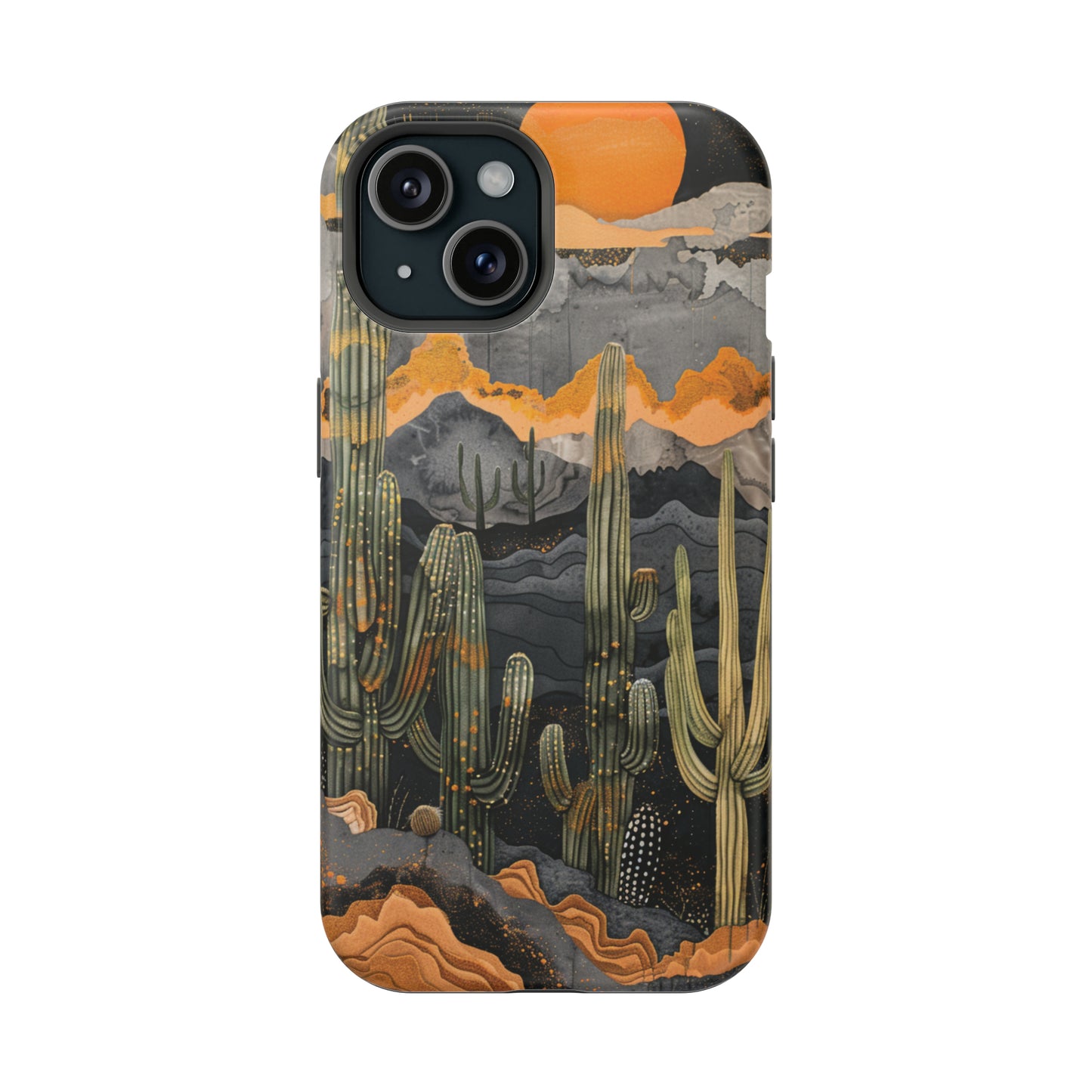 Desert Dusk MagSafe iPhone Case - Cacti Silhouettes & Sundown Hues for iPhone 15, 14, and 13 Series