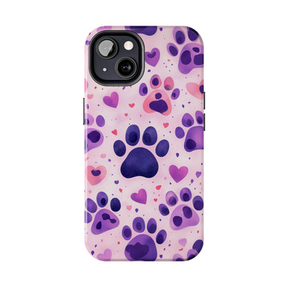 Purple Paw Print iPhone Case - Playful Pet Lover’s Protective Cover