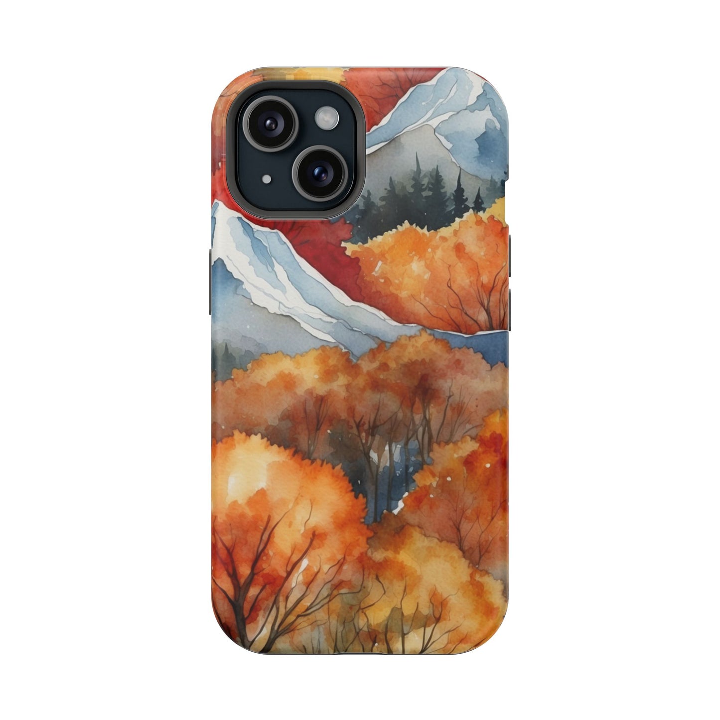 Autumn Mountain Forest Watercolor - MagSafe iPhone Case