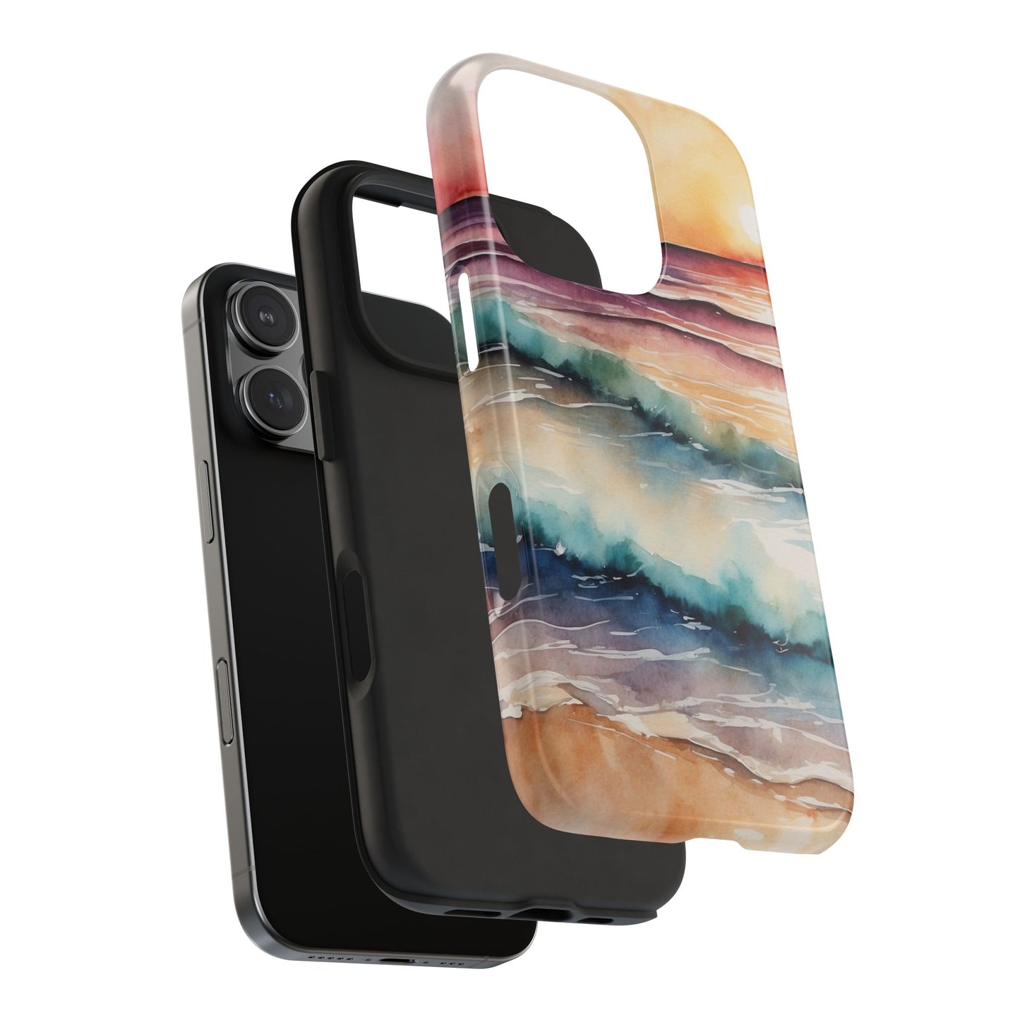 Sunset Waves iPhone Case – Vibrant Watercolor Design