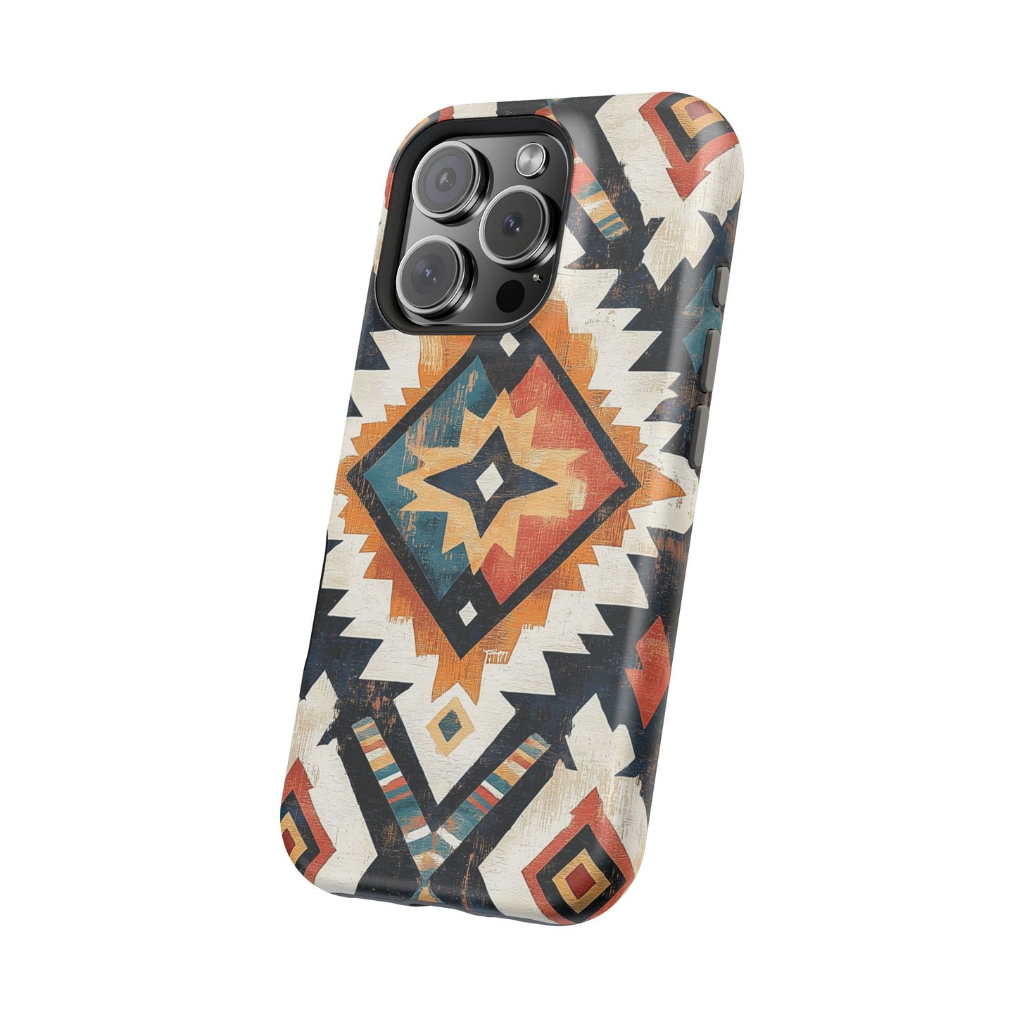 Vintage Southwestern Diamond Tough MagSafe iPhone Case – Rustic Tribal Design, Dual-Layer Protection