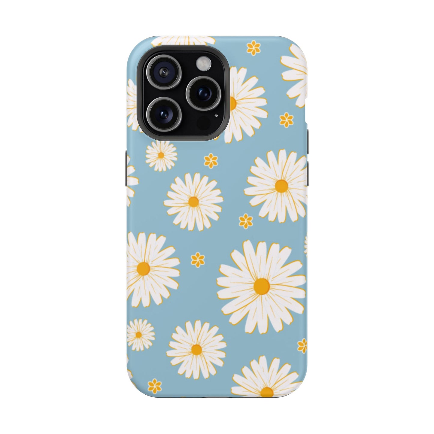 Bright Daisy MagSafe iPhone Case – Light Blue Background, Shockproof and Slim Design