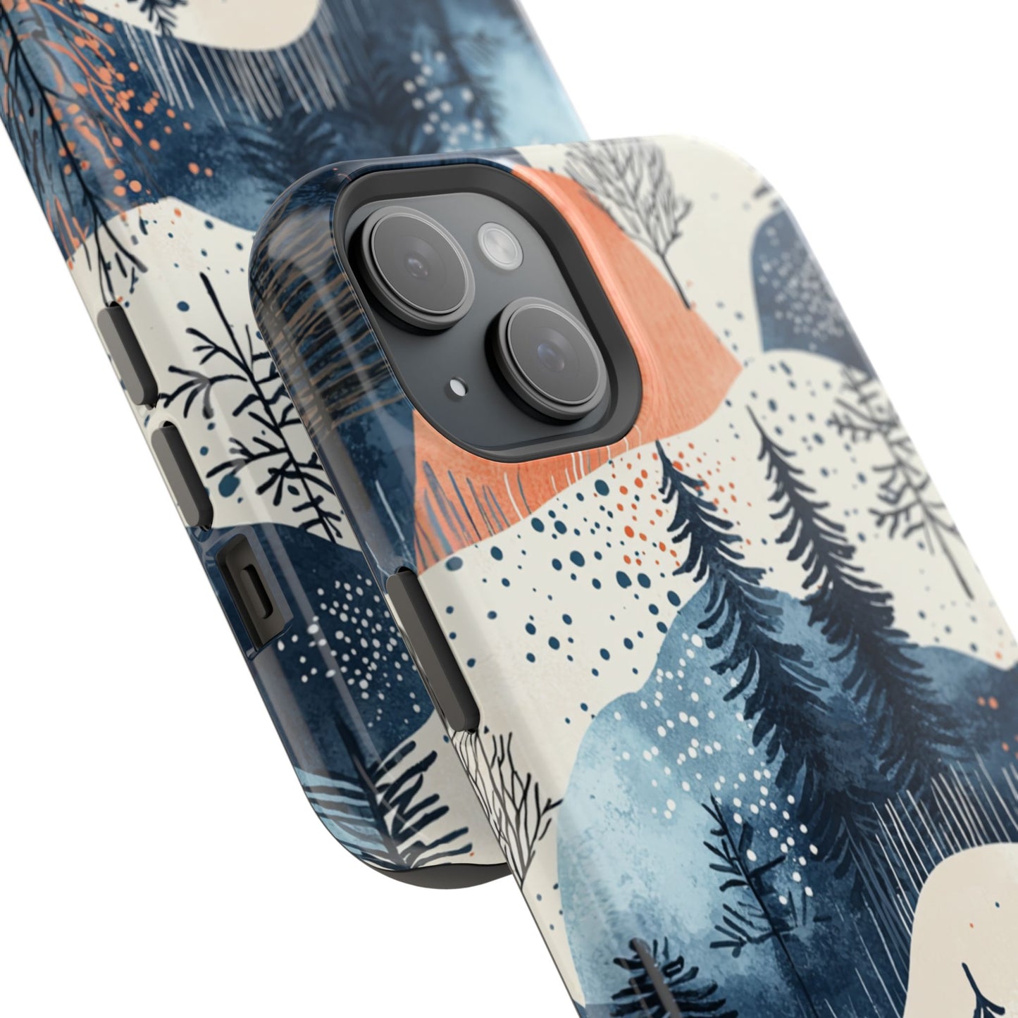 Winter Forest MagSafe iPhone Case | Watercolor Trees & Mountains