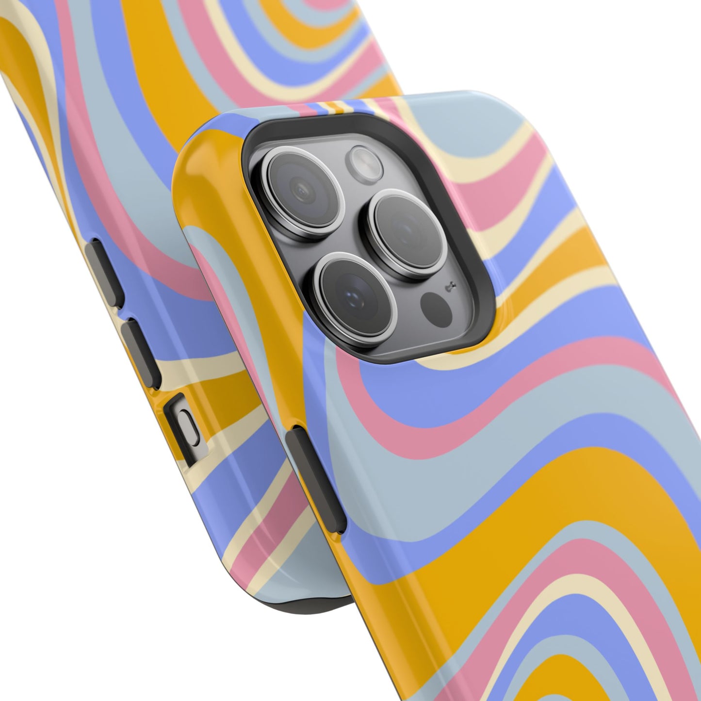 Groovy Pastel Waves MagSafe iPhone Case – 70s-Inspired Design with Dual-Layer Protection