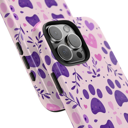 Pastel Paw Print iPhone Case - Cute Pet-Themed Floral Protective Cover