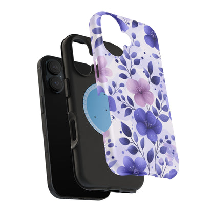 Purple Floral MagSafe iPhone Case – Durable Protection with Elegant Flower Design