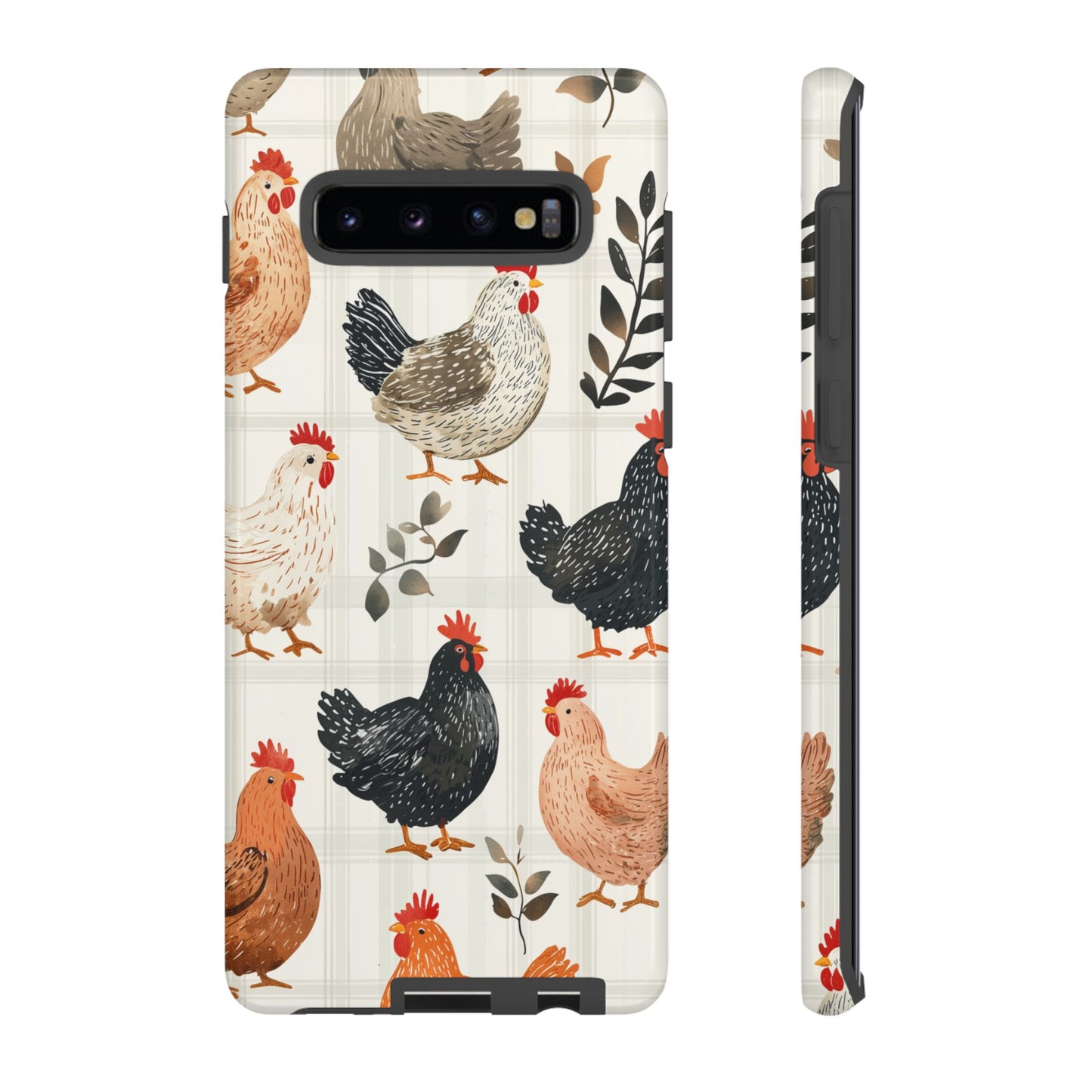 Samsung Galaxy Case: Vintage Chicken & Leaves – Farmhouse Style Case