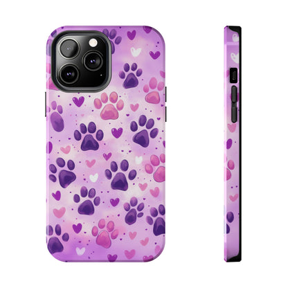 Purple Paw Print iPhone Case - Cute Pet-Themed Protective Cover