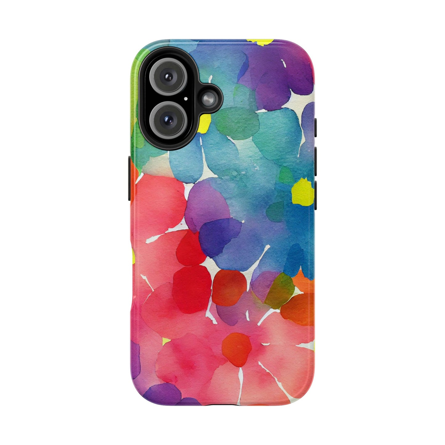 Rainbow Bloom Watercolor iPhone Case – Slim Design, Glossy Finish